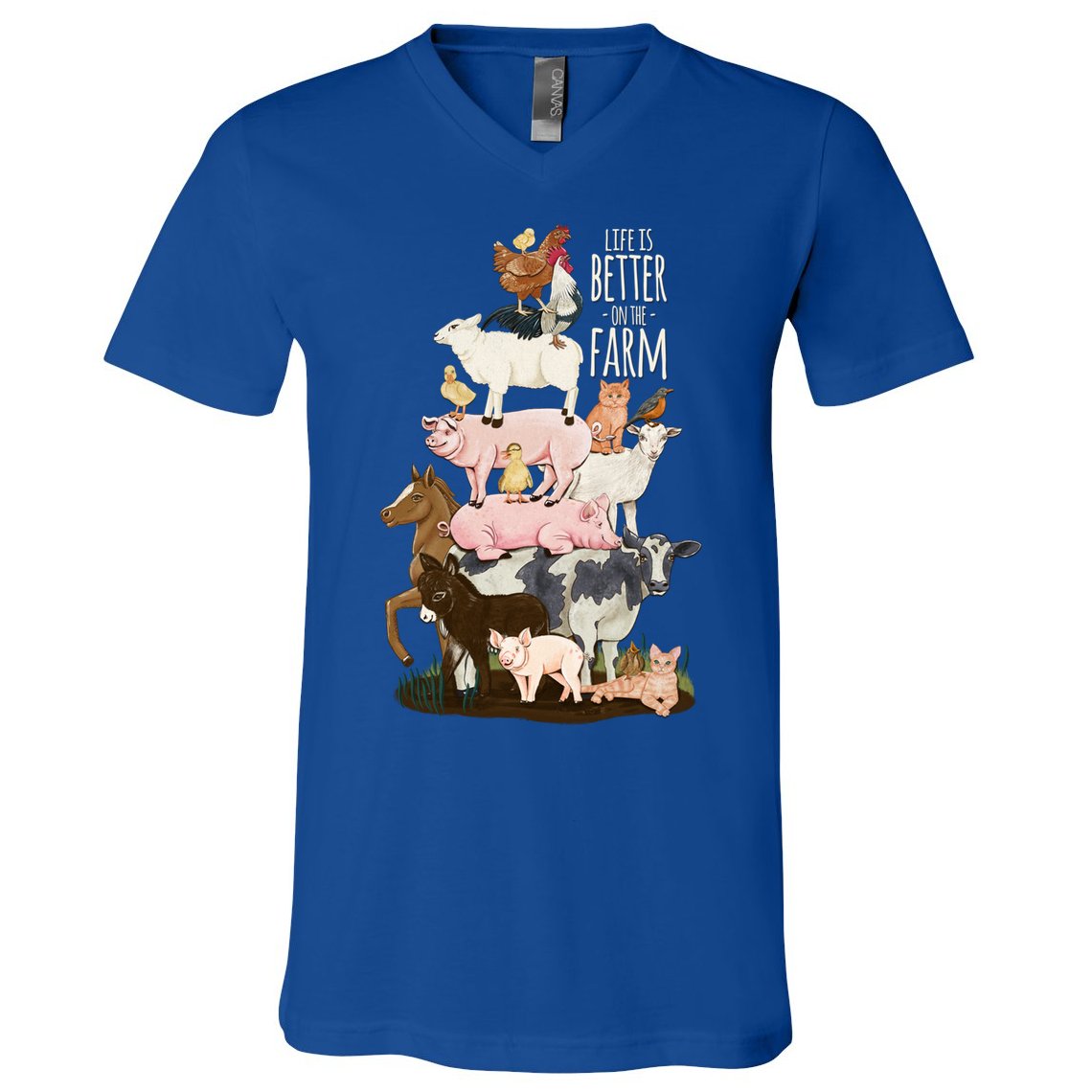 Life Is Better On The Farm Cute Animals Country Farm Girl Gift V-Neck T-Shirt