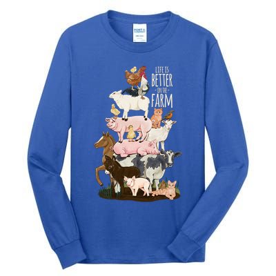 Life Is Better On The Farm Cute Animals Country Farm Girl Gift Tall Long Sleeve T-Shirt