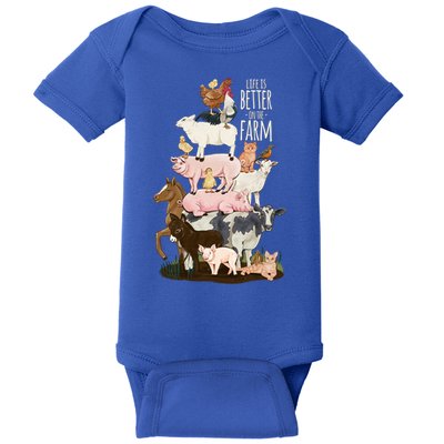 Life Is Better On The Farm Cute Animals Country Farm Girl Gift Baby Bodysuit