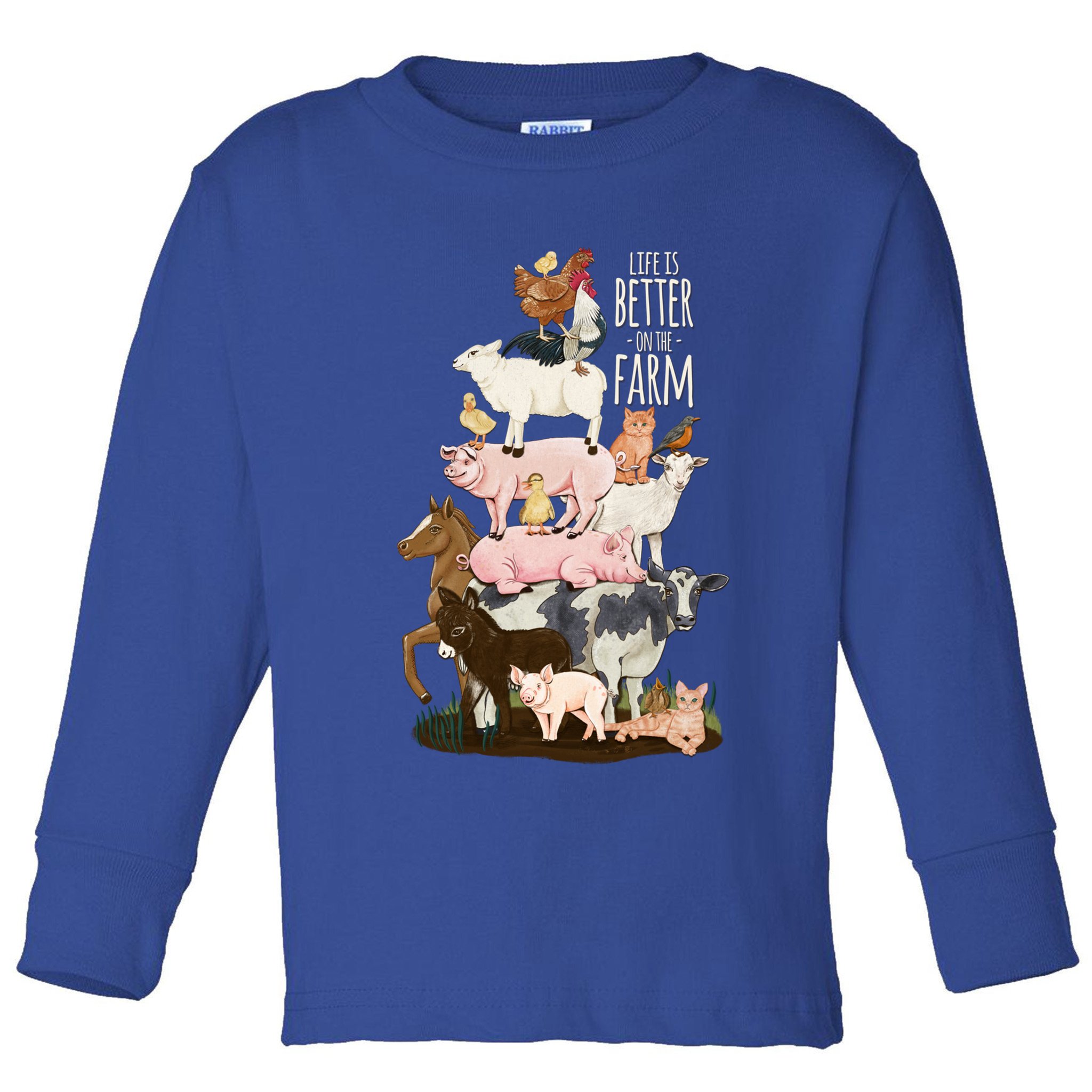 Life Is Better On The Farm Cute Animals Country Farm Girl Gift Toddler Long Sleeve Shirt
