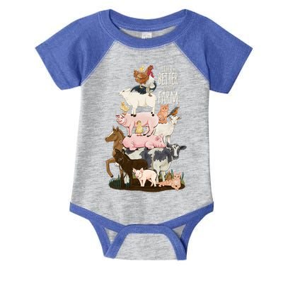Life Is Better On The Farm Cute Animals Country Farm Girl Gift Infant Baby Jersey Bodysuit