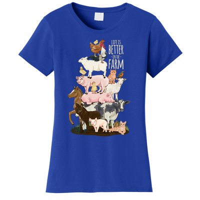 Life Is Better On The Farm Cute Animals Country Farm Girl Gift Women's T-Shirt