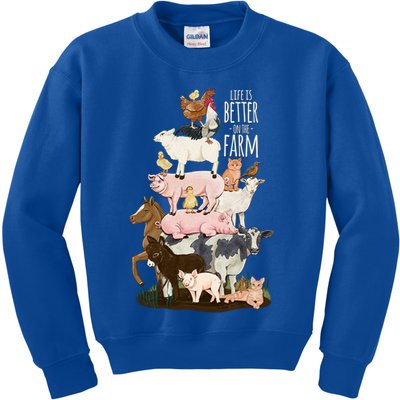 Life Is Better On The Farm Cute Animals Country Farm Girl Gift Kids Sweatshirt