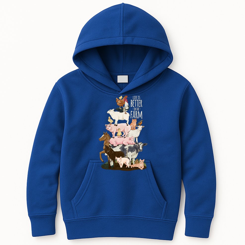 Life Is Better On The Farm Cute Animals Country Farm Girl Gift Kids Hoodie