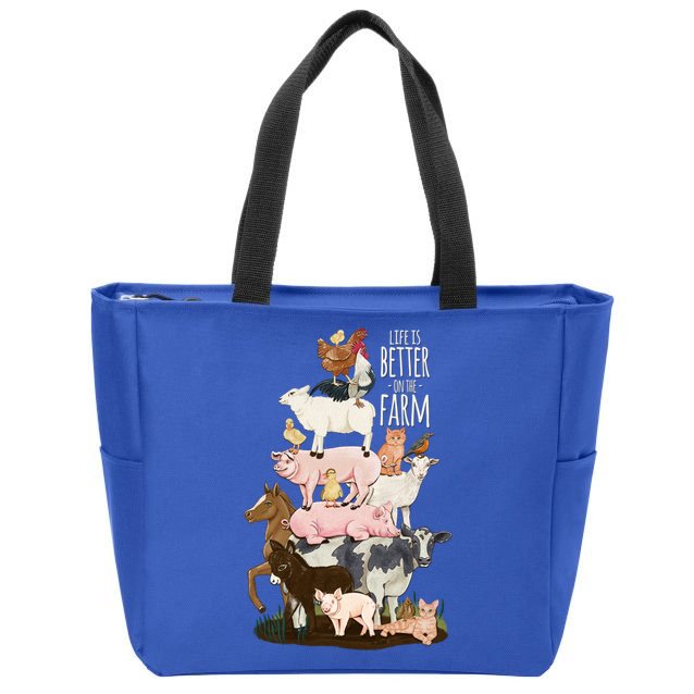 Life Is Better On The Farm Cute Animals Country Farm Girl Gift Zip Tote Bag