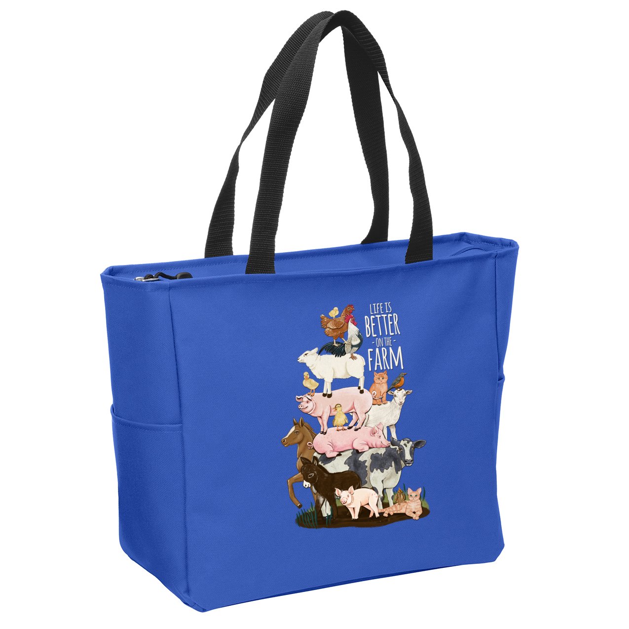 Life Is Better On The Farm Cute Animals Country Farm Girl Gift Zip Tote Bag