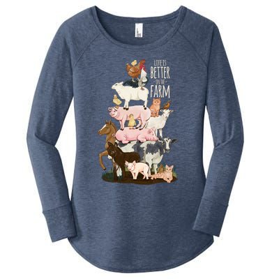 Life Is Better On The Farm Cute Animals Country Farm Girl Gift Women's Perfect Tri Tunic Long Sleeve Shirt