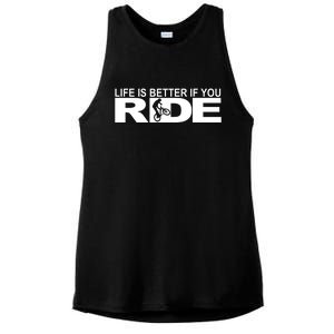 Life Is Better If You Ride Mountain Bike Ladies PosiCharge Tri-Blend Wicking Tank