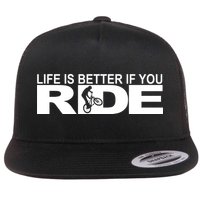Life Is Better If You Ride Mountain Bike Flat Bill Trucker Hat