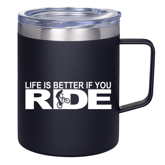 Life Is Better If You Ride Mountain Bike 12oz Stainless Steel Coffee Mug