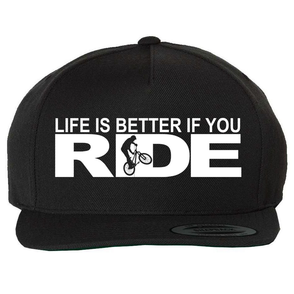 Life Is Better If You Ride Mountain Bike Wool Snapback Cap