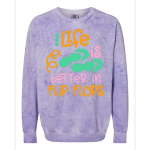 Life Is Better In Flip Flops Colorblast Crewneck Sweatshirt