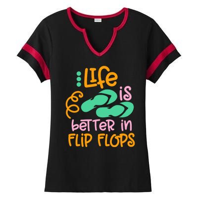 Life Is Better In Flip Flops Ladies Halftime Notch Neck Tee