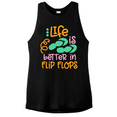 Life Is Better In Flip Flops Ladies PosiCharge Tri-Blend Wicking Tank