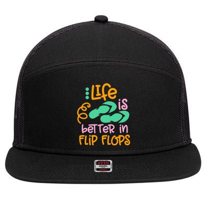 Life Is Better In Flip Flops 7 Panel Mesh Trucker Snapback Hat