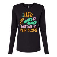 Life Is Better In Flip Flops Womens Cotton Relaxed Long Sleeve T-Shirt