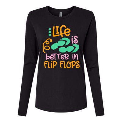 Life Is Better In Flip Flops Womens Cotton Relaxed Long Sleeve T-Shirt