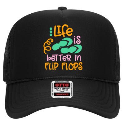 Life Is Better In Flip Flops High Crown Mesh Back Trucker Hat