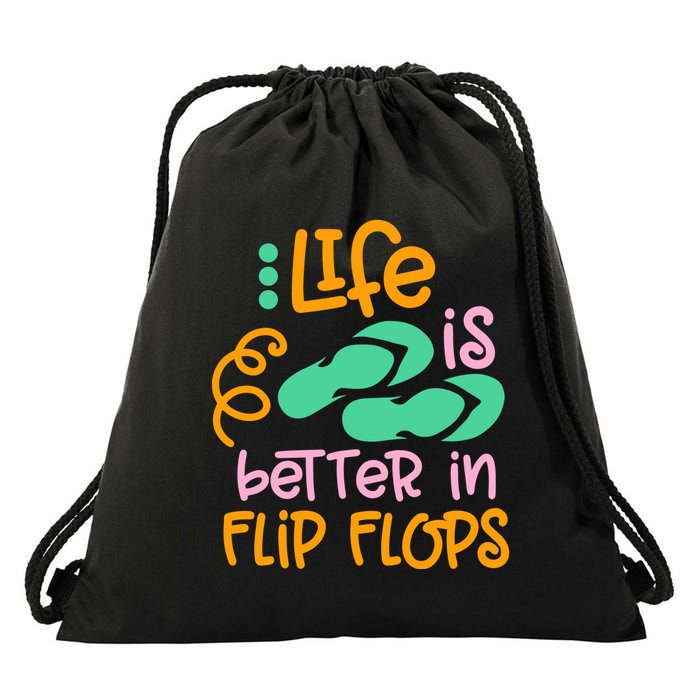 Life Is Better In Flip Flops Drawstring Bag