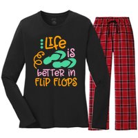 Life Is Better In Flip Flops Women's Long Sleeve Flannel Pajama Set 