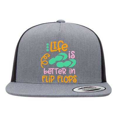 Life Is Better In Flip Flops Flat Bill Trucker Hat