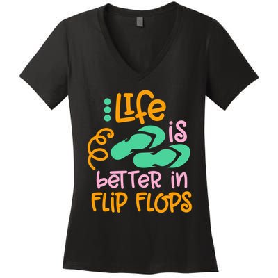 Life Is Better In Flip Flops Women's V-Neck T-Shirt