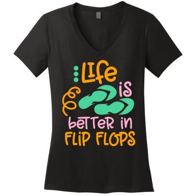 Life Is Better In Flip Flops Women's V-Neck T-Shirt