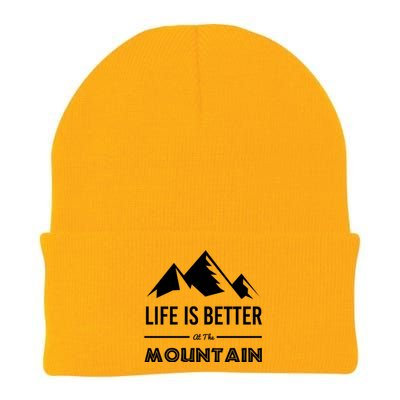 Life Is Better At The Mountain Skiing Snowboarding Funny Gift Knit Cap Winter Beanie