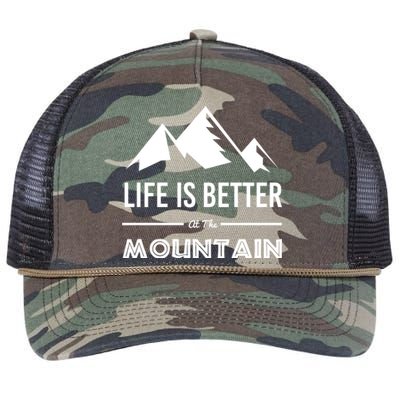 Life Is Better At The Mountain Skiing Snowboarding Funny Gift Retro Rope Trucker Hat Cap