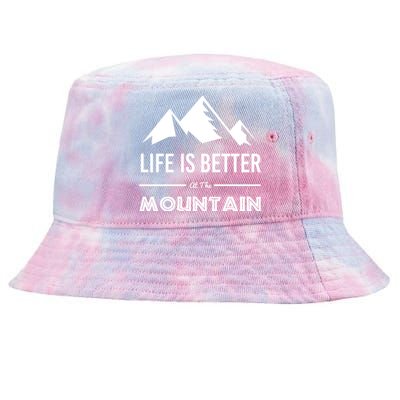 Life Is Better At The Mountain Skiing Snowboarding Funny Gift Tie-Dyed Bucket Hat