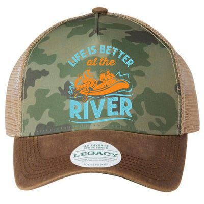 Life Is Better At The River White Water Rafting Cool Gift Legacy Tie Dye Trucker Hat