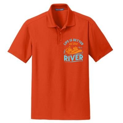 Life Is Better At The River White Water Rafting Cool Gift Dry Zone Grid Polo