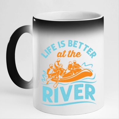 Life Is Better At The River White Water Rafting Cool Gift 11oz Black Color Changing Mug