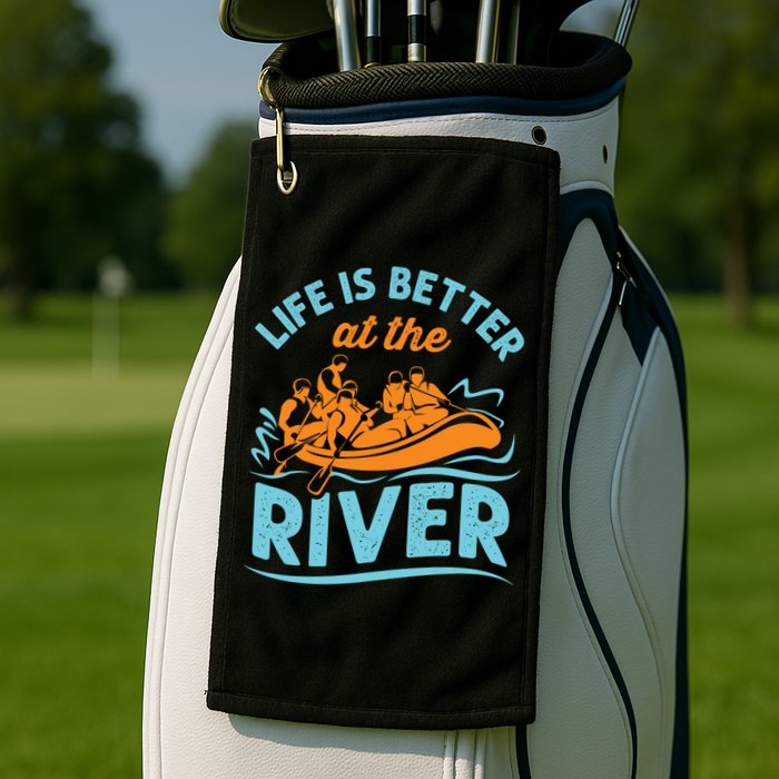 Life Is Better At The River White Water Rafting Cool Gift Golf Towel