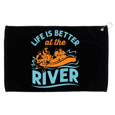 Life Is Better At The River White Water Rafting Cool Gift Grommeted Golf Towel