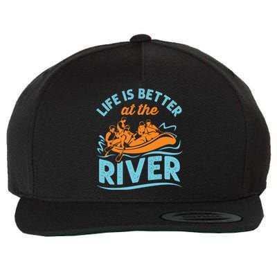 Life Is Better At The River White Water Rafting Cool Gift Wool Snapback Cap