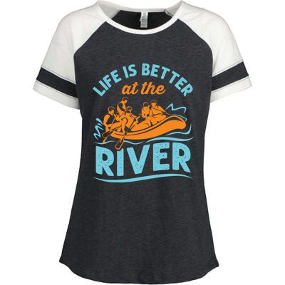 Life Is Better At The River White Water Rafting Cool Gift Enza Ladies Jersey Colorblock Tee