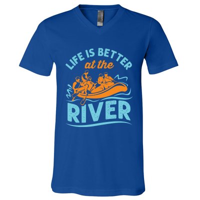 Life Is Better At The River White Water Rafting Cool Gift V-Neck T-Shirt