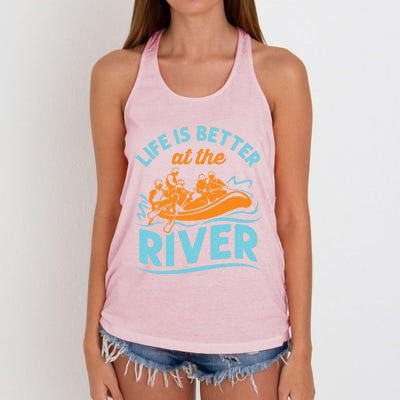 Life Is Better At The River White Water Rafting Cool Gift Women's Knotted Racerback Tank