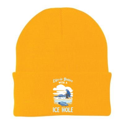 Life Is Better Ice Fishing Ice Hole Snow Fishing Fisher Gift Knit Cap Winter Beanie