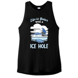 Life Is Better Ice Fishing Ice Hole Snow Fishing Fisher Gift Ladies PosiCharge Tri-Blend Wicking Tank