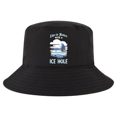 Life Is Better Ice Fishing Ice Hole Snow Fishing Fisher Gift Cool Comfort Performance Bucket Hat