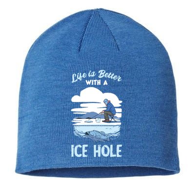 Life Is Better Ice Fishing Ice Hole Snow Fishing Fisher Gift Sustainable Beanie