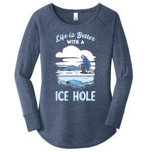 Life Is Better Ice Fishing Ice Hole Snow Fishing Fisher Gift Women's Perfect Tri Tunic Long Sleeve Shirt