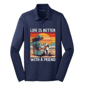 Life Is Better With A Friend Silk Touch Performance Long Sleeve Polo