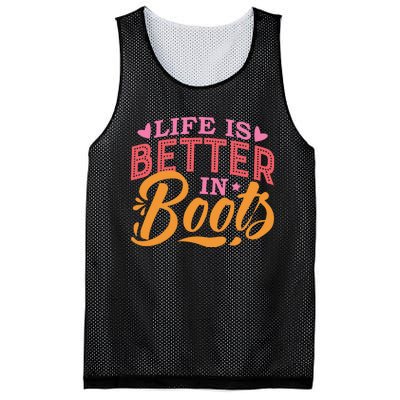 Life Is Better In Boots Typography Mesh Reversible Basketball Jersey Tank