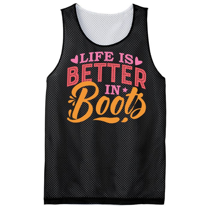 Life Is Better In Boots Typography Mesh Reversible Basketball Jersey Tank