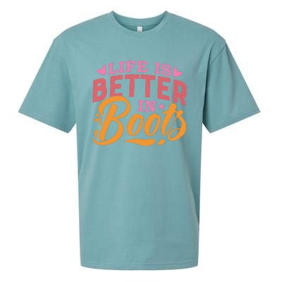 Life Is Better In Boots Typography Sueded Cloud Jersey T-Shirt