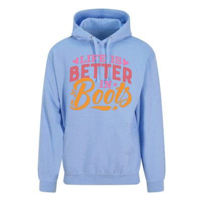 Life Is Better In Boots Typography Unisex Surf Hoodie