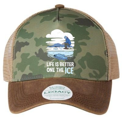 Life Is Better Ice Hole Snow Fishing Fisher Gift Legacy Tie Dye Trucker Hat